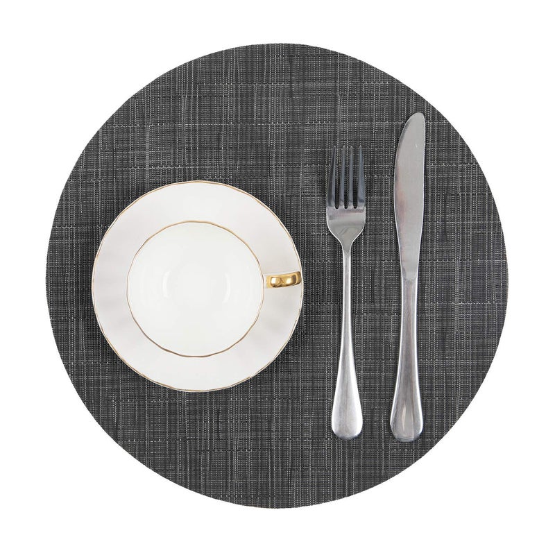 SHACOS Round Table Placemats Set of 7 Wedge Shaped Place Mat with Centerpiece Round Mat Heat Resistant Table Mats Washable (7, Black Gray) - Image 5